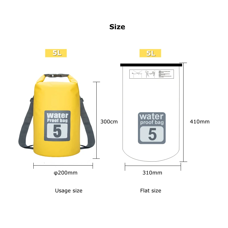 Водонепроницаемая водонепроницаемая сумка для хранения 5 л плавания каякинга