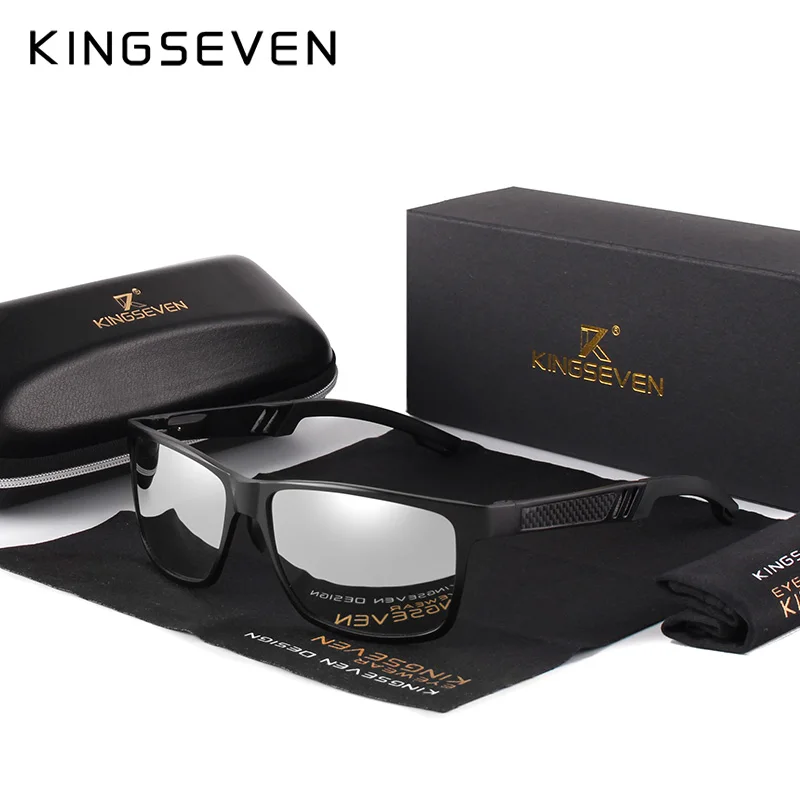 

KINGSEVEN Men Polarized Sunglasses Aluminum Magnesium Sun Glasses Driving Glasses Rectangle Shades For Men Oculos masculino Male