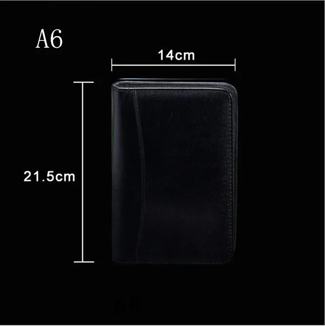 Black A6 1 шт., блокнот из искусственной кожи A5, A6, B5, бизнес-блокнот с отрывными листами и журналами, Padfolio с калькулятором, дневник, планировщик, заметки, канцелярские принадлежности - Цвет: Black A6