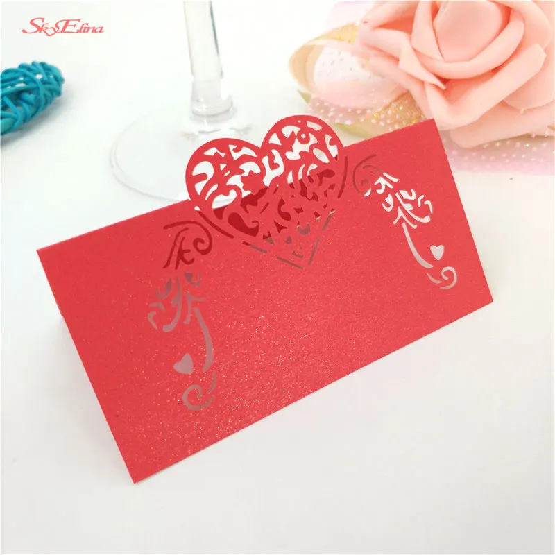 100 шт пустотелые карты с именем сердца свадебные вечерние для стола вина еды