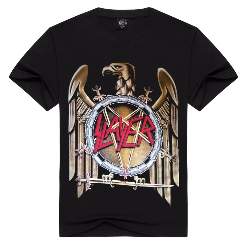 Новинка, Мужская/женская летняя футболка SLAYER из хлопка, черные топы с коротким рукавом, футболки в рок-стиле, Азиатский размер S-3XL