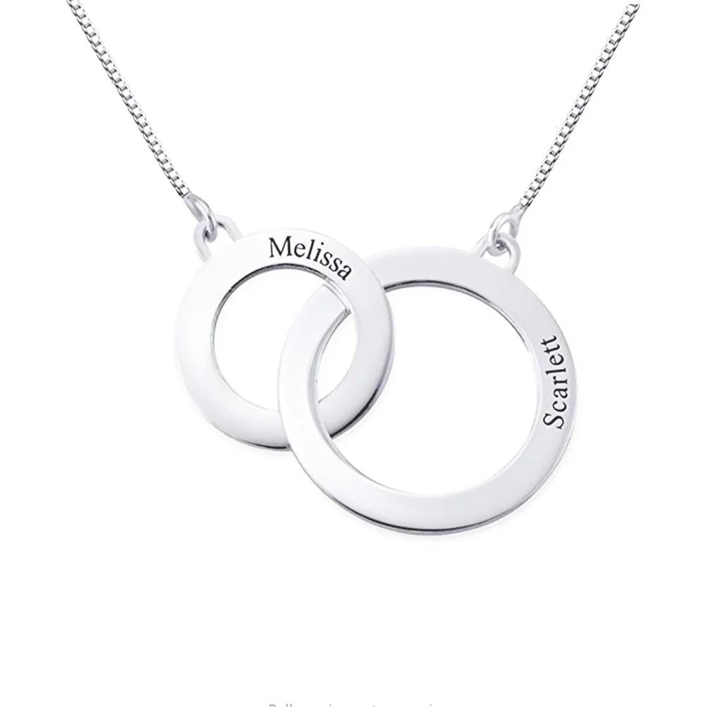 Amxiu индивидуальные два имени ожерелье из стерлингового серебра 925 пробы персонализированные круги ожерелье ювелирные изделия для женщин вл... от AliExpress WW