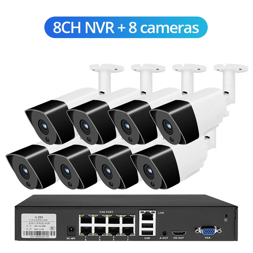 8CH NVR 8 cameras Weтранс CCTV камера системы IP 8CH 3MP H.265 аудио запись видео наблюдения комплект камеры безопасности Onvif P2P HD Открытый POE NVR комплект - Цвет: 8CH NVR 8 cameras