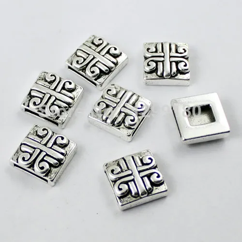 10pcs Fashion Knot Slider for Bracelet Necklace Watch Chain Beads DIY Making Accessories Square 18x18mm Hole:14x2mm K01897 | Украшения и