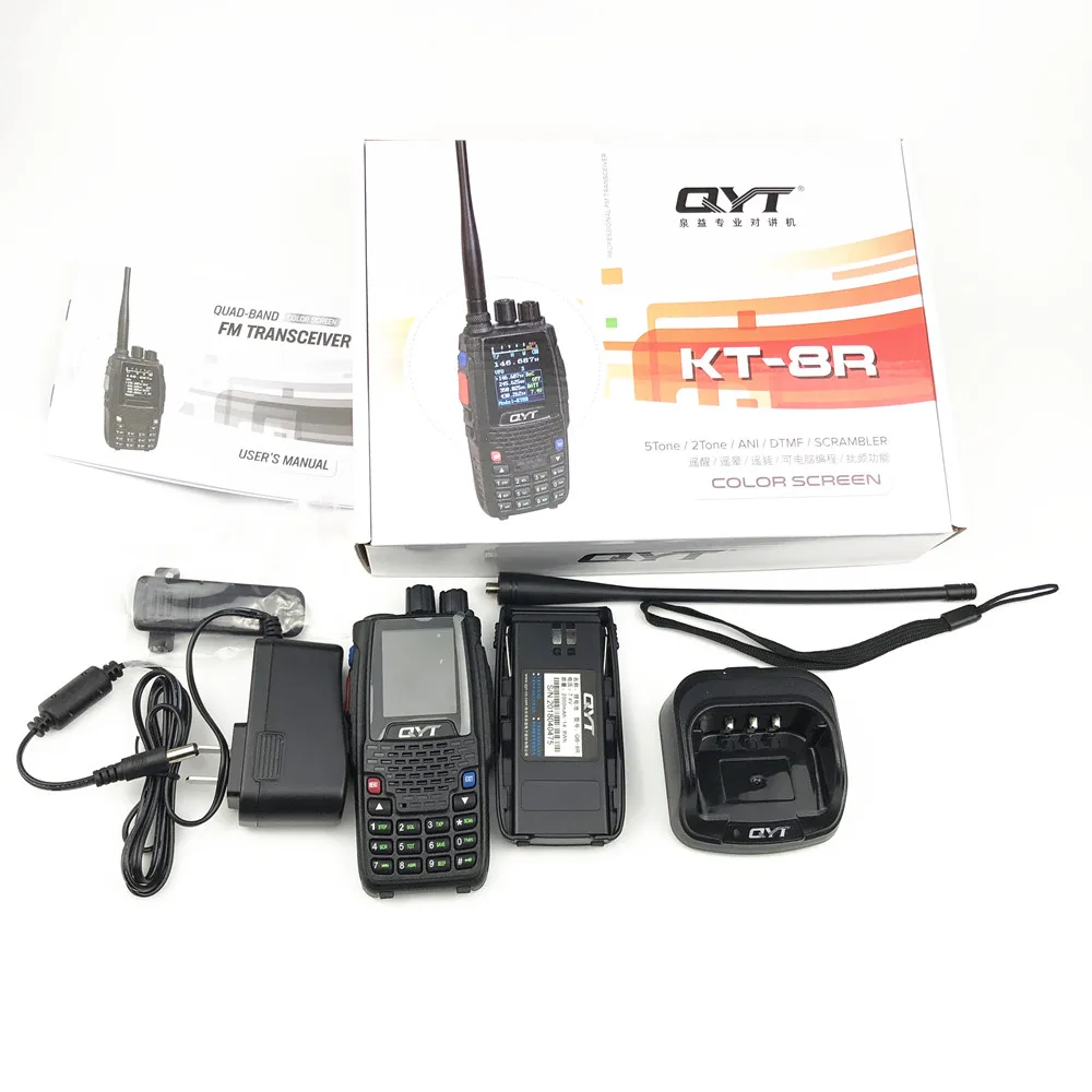 QYT KT 8R Quad Band handheld radio 136 174MHz 220 260MHz 400 480MHz 350 390MHz 5W цветной дисплей двухстороннее радио