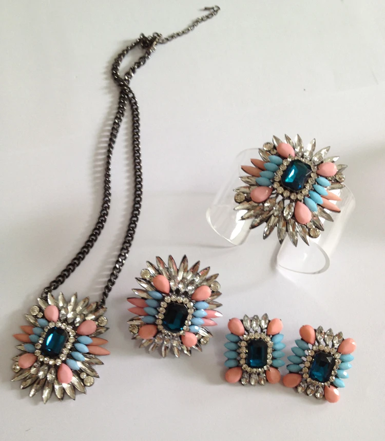 New arrive 2019 women fashion jewelry set bracelet matching earring necklace ring for wholesale | Украшения и аксессуары