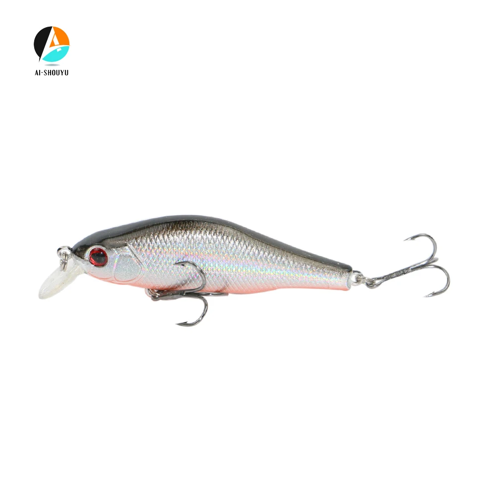 AI-SHOUYU 1pc Hard Minnow Bait 70mm 9.5g Magnetic Fishing Wobblers with 2 Hooks Dive 1.5m Suspending Artificial Fishing Lure