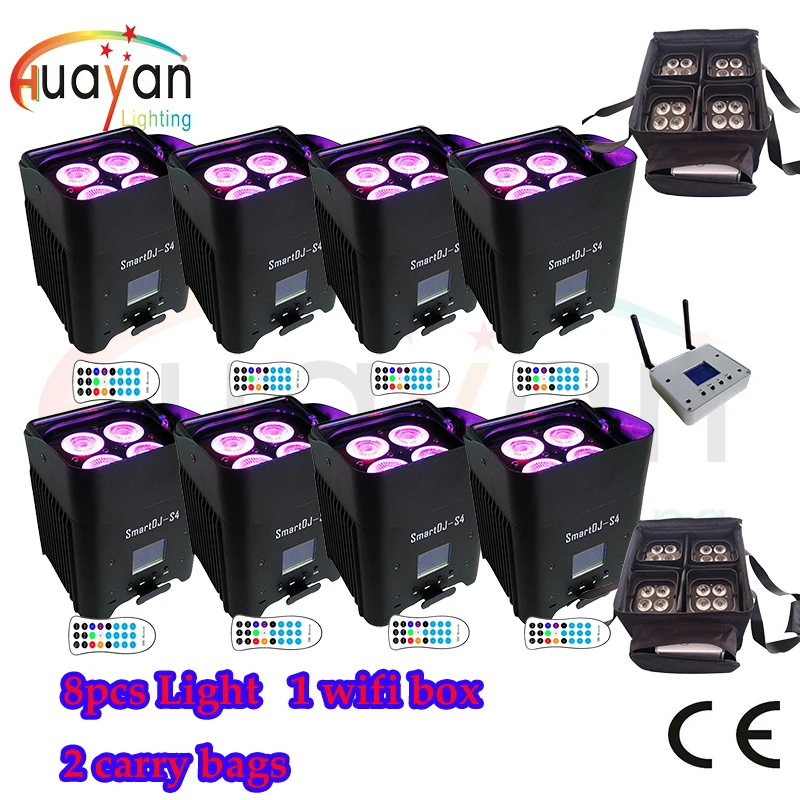 Бесплатная доставка: 8 шт. Черный Новый SmartDJ LED Flat Par с батареей и беспроводной
