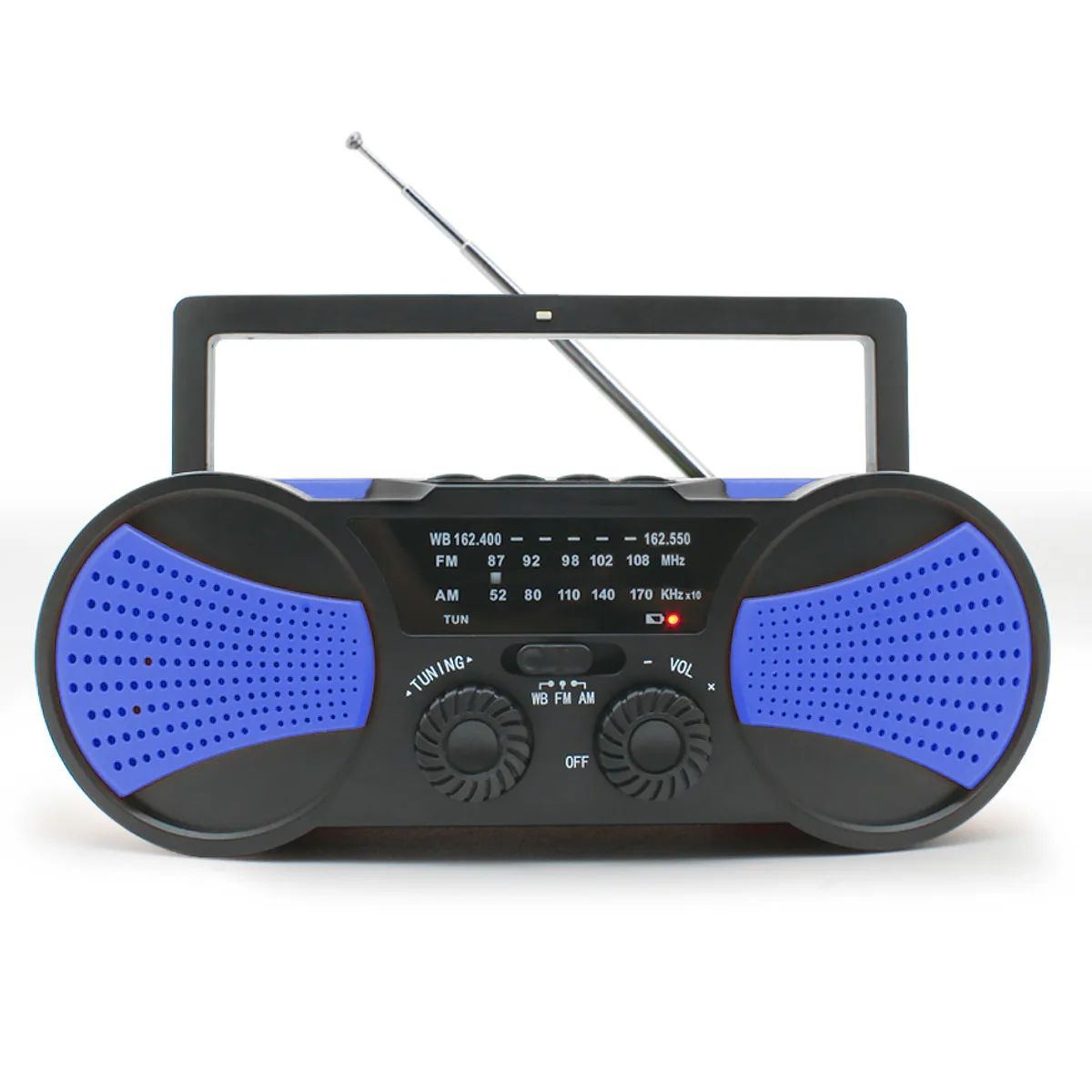 Blue Солнечная энергия WB Crank аварийный банк питания рукоятка само мощность ed AM/FM погода портативный радио 2000 мАч перезаряжаемый - Цвет: Blue