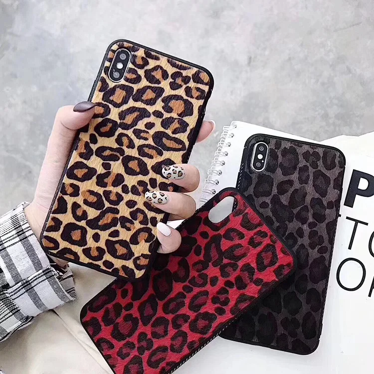 Kuutti Squishy Women Fashion Luxury Red Leopard Fabric Furry Shockproof Phone Cases for iPhone 6 6s 7 8 Plus X XR XS Max Cover |