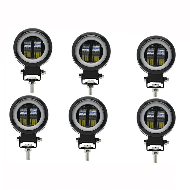 6pcs round light 3 дюйма светодиодный рабочий светильник квадратный Портативный Точечный светильник s внедорожный грузовик Вождение машины лодки мотоцикла ATV 12V 24V Угол Глаза пятно луча - Цвет: 6pcs round light