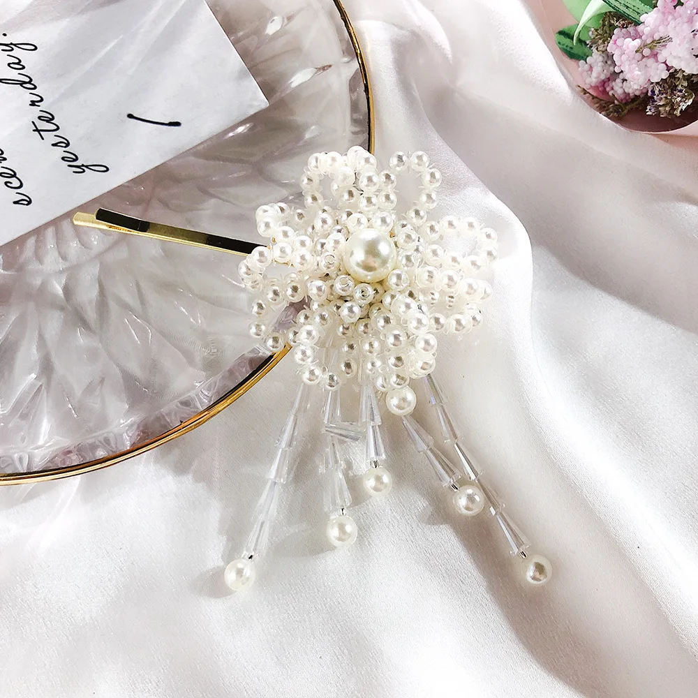 HZ новые милые жемчужные Заколки из сплава с кисточками, заколки для волос с цветами, милые украшения для волос, милые аксессуары для волос для женщин и девушек