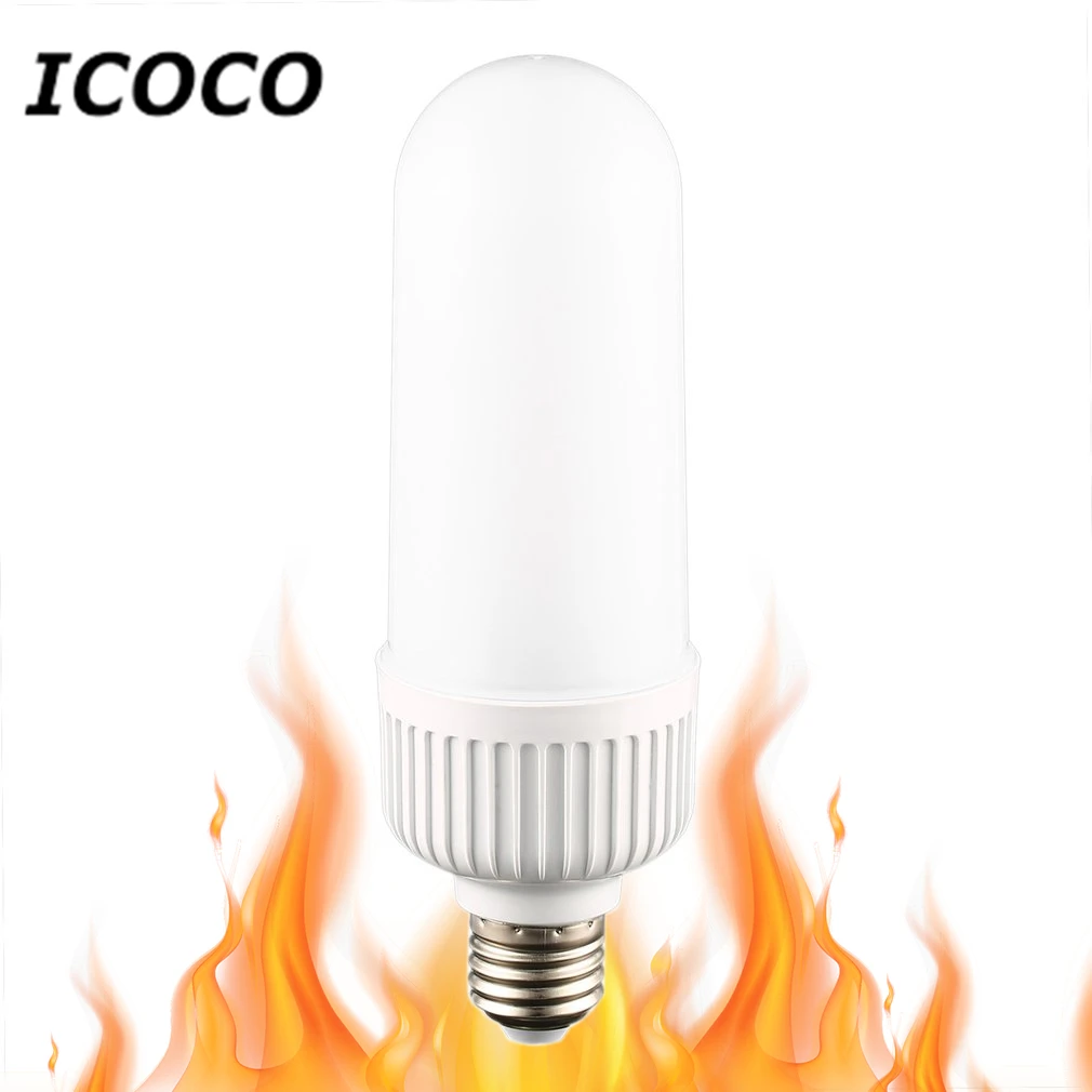 ICOCO E27 светодиодный пламени Мерцание Лампы динамический Беспламенного