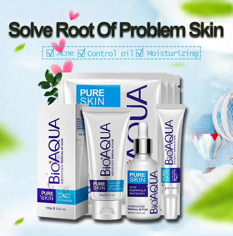 BIOAQUA против акне сужающийся поры отбеливающий уход шрамы от угрей гель против акне увлажняющий шрам набор для ухода за лицом 4 шт