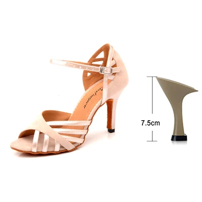 Beige 7.5cm Ladingwu/туфли для латинских танцев; женские замшевые и полиуретановые новые фиолетовые вечерние танцевальные туфли для сальсы; женские кроссовки на каблуке 9 см - Цвет: Beige 7.5cm