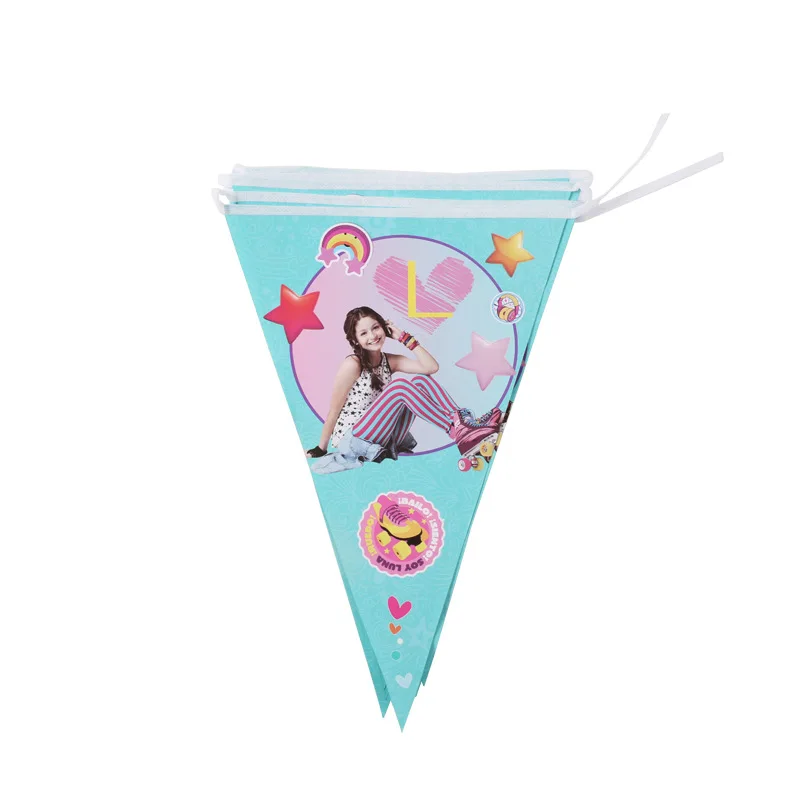 flags 1set Soy Luna тема бумажные тарелки и соломки салфетки День Рождения украшения Дети девушки ребенок душ одноразовая посуда - Color: flags 1set