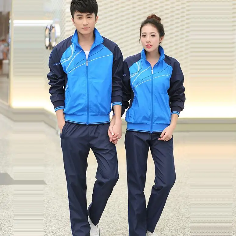 women blue suits Новинка, мужские тренировочные комплекты, комплект спортивной одежды для спортзала, ветронепроницаемые костюмы для настольного тенниса, бадминтона, спортивные костюмы для занятий спортом, бега, пробежки, костюмы для бега - Цвет: women blue suits