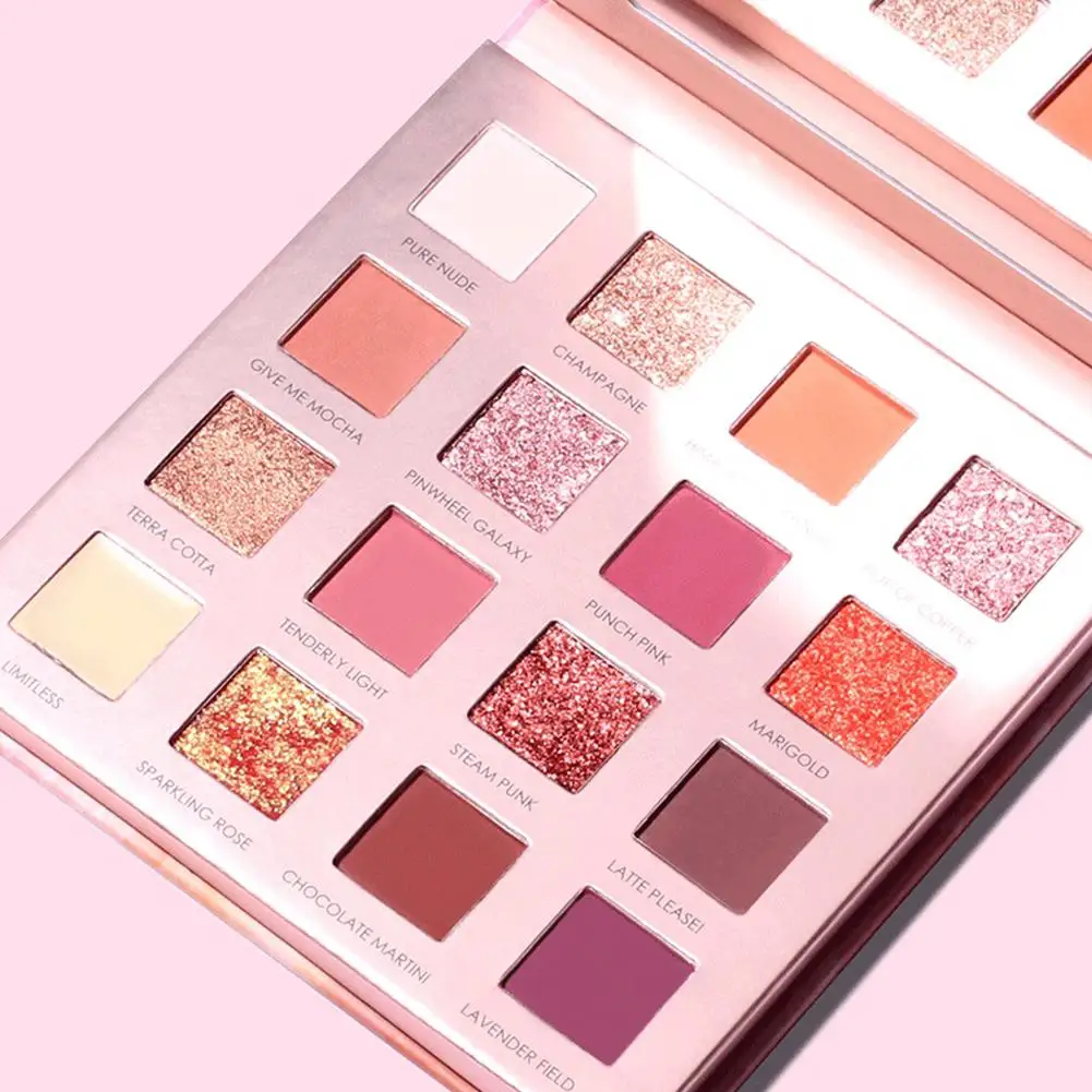 Minshzee 16-color Eye Shadow Palette Shimmer Блестящий Матовый пустынный розовый Универсальный Набор теней для век