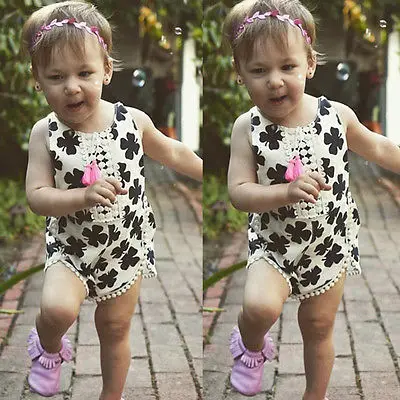 2017 летняя Милая Одежда для новорожденных девочек Комбинезон с Цветочным