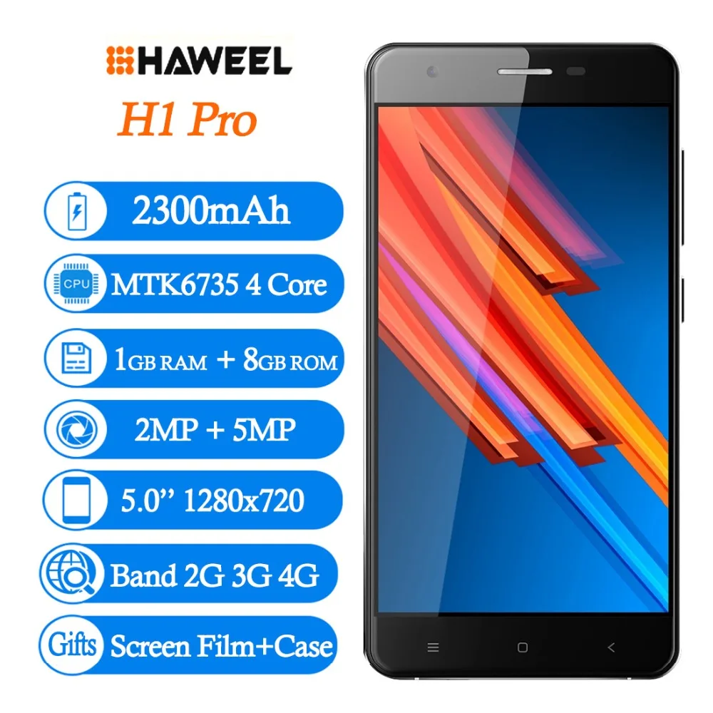 Оригинальный HAWEEL H1 Pro 4G LTE Samrtphone 5 0 дюйма Android 6 MTK6735 4 ядра Оперативная память 1 ГБ