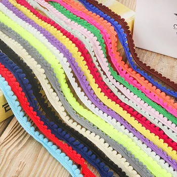 5yard Lace Trim Ball Ribbon Mini Pompom Lace Fabric Ball Braid Lace Fringe Ribbons DIY Material Craft Apparel Sewing Accessories 5