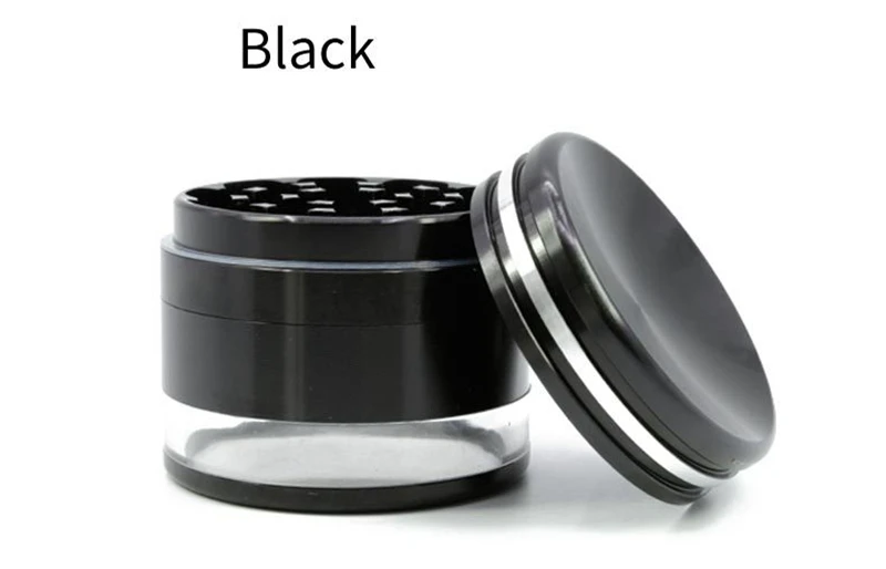 

63MM 4layer Herb Grinder Concave Aluminum Crusher Transparent Bottom Cover Tobacco Smoke Smoking Accessories