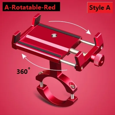 A-Rotatable-Red Держатель для телефона для велосипеда moto rcycle, вращающийся на 360 руль, держатель для телефона для велосипеда, зеркало заднего вида, держатель для мобильного телефона - Цвет: A-Rotatable-Red