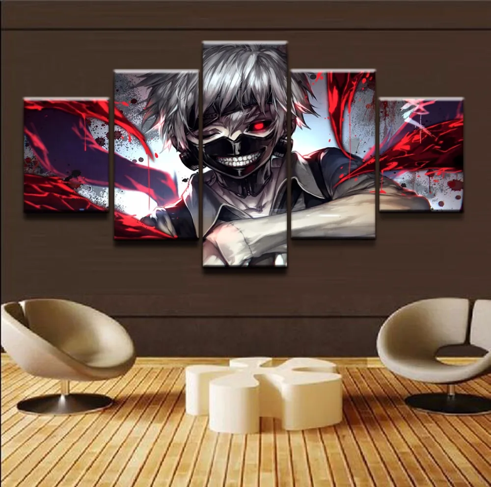 5 шт. настенная живопись Домашний декор для гостиной Токийский Гуль Кен канеки