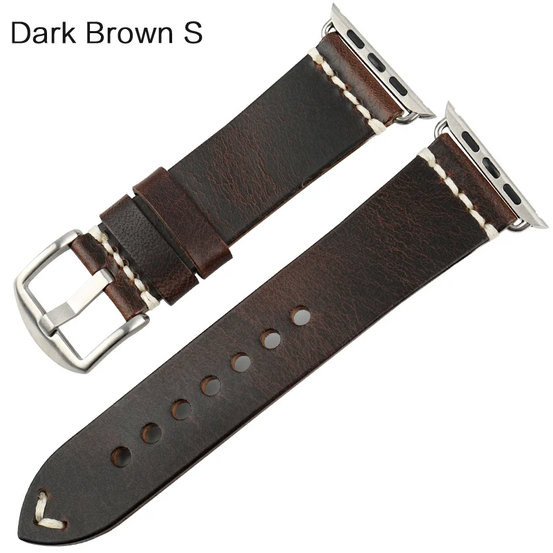 Dark Brown S Аксессуары для часов MAIKES, браслеты, ремешок из натуральной кожи для Apple Watch, ремешок 44 мм, 40 мм, iWatch, полосы 42 мм, 38 мм, ремешок для часов - Цвет ремешка: Dark Brown S