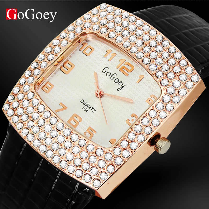 

Gogoey Women's Watches Fashion Leather Wrist Watch Luxury Crystal Rhinestone Women Watches Ladies Watch horloges vrouwen