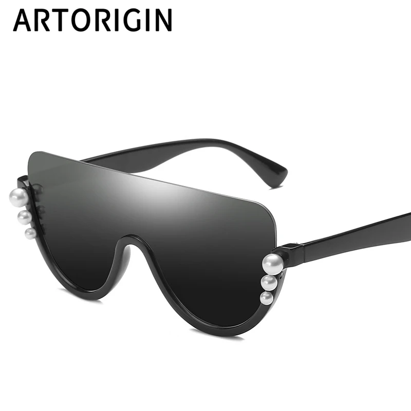 Vintage Women Sunglasses Brand Designer One Lens Half Frame Mirror Female Shades Pearl Sun Glasses Oculos | Аксессуары для одежды