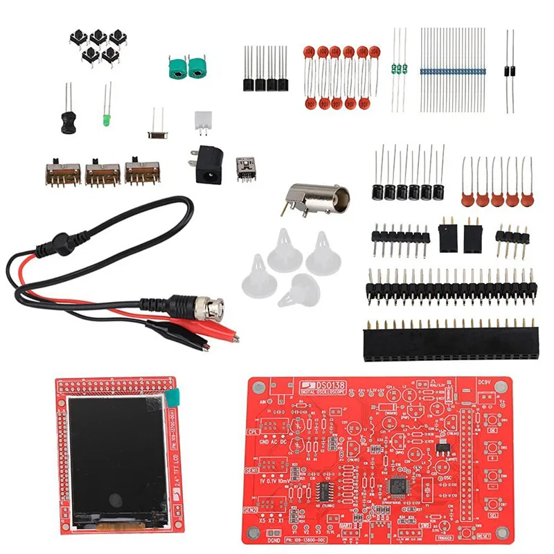 dso138 assembled 2,4 tft Собранный спаянный DSO138 DIY цифровой осциллограф комплект STM32 тестер с акриловым чехол power - Цвет: dso138 assembled