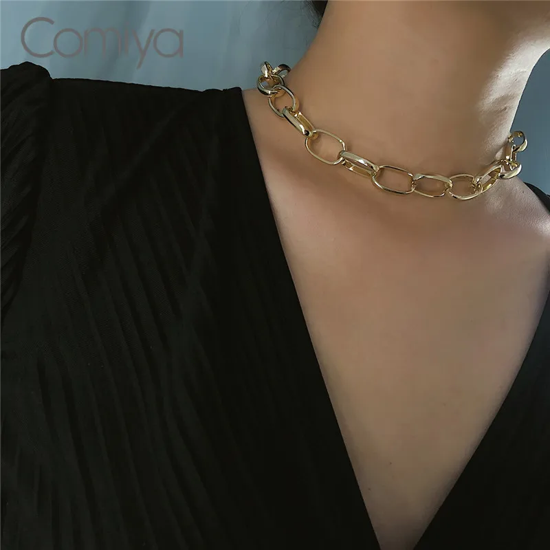 Comiya модное ожерелье из цинкового сплава золотого и серебряного цветов, цепочка, амулеты, индийское заявление Bijoux Femme Mujer, ожерелье для женщин