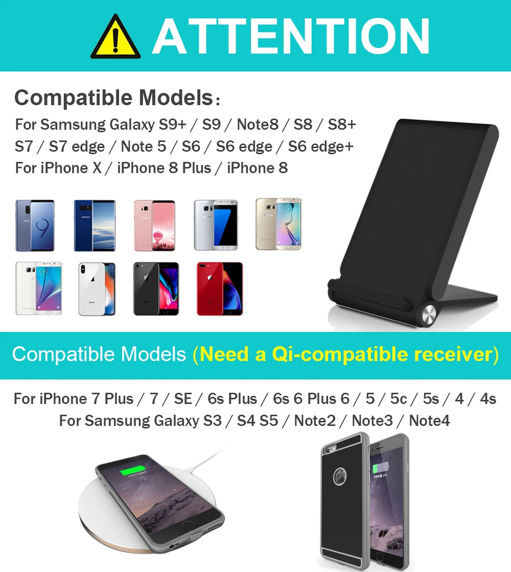 3 Coils Qi Беспроводной Зарядное устройство Док станция для iPhone 8X7 6 Plus/8 Plus samsung Galaxy S8 S7