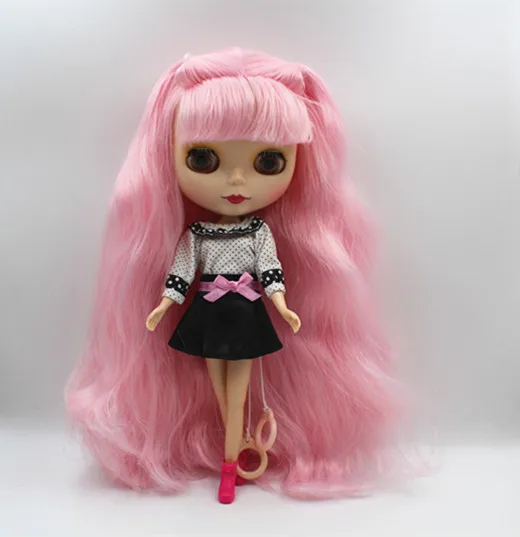 Кукла Blygirl Blyth розовые волосы могут быть закрытыми глазами матовая маска кукла