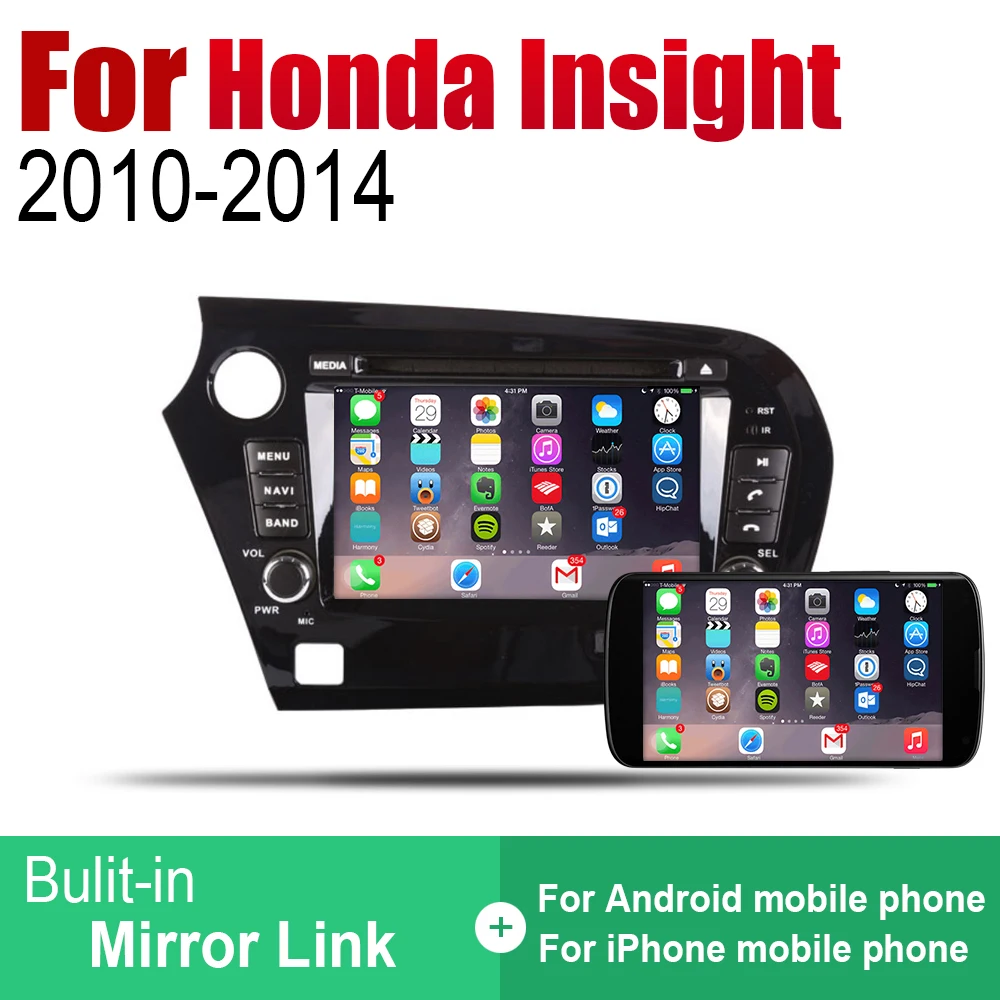 Android 2 Din Авто Радио DVD для Honda Insight 2010~ Автомобильный мультимедийный плеер gps навигационная система Радио стерео