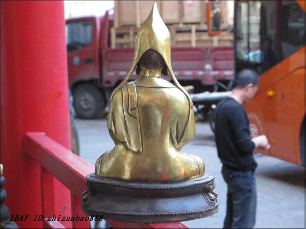 Ручная работа 13 &quotТибетский буддизм бронзовый Tsongkhapa Tsong-Kha-Pa Jey Tsong Khapa статуэтка