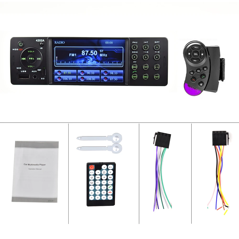Автомагнитола AMPrime 1din с поддержкой MP5 USB Aux FM Bluetooth 4''|Автомобильные