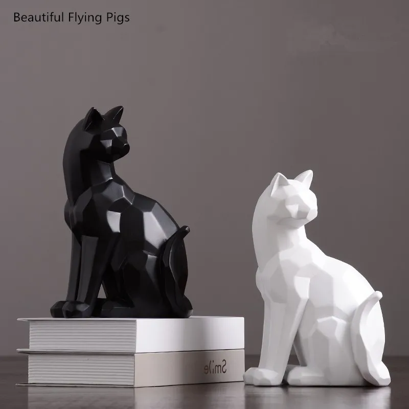 

Creative home decoration diamond-shaped cat crafts European and American style artist living desktop office decorations gift