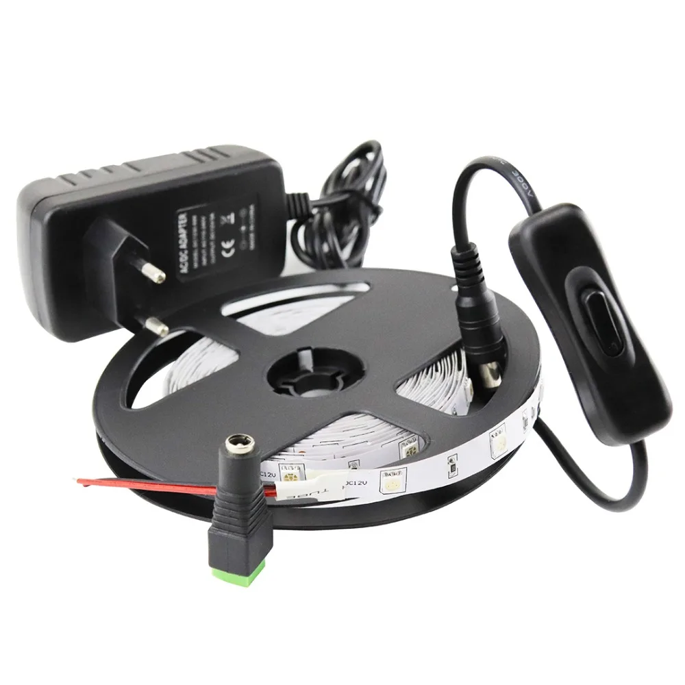 

5M led strip 12V with switch 12V 3A power SMD5050 waterproof strip light warm white blue tape led ribbon ledstrip rope light IL