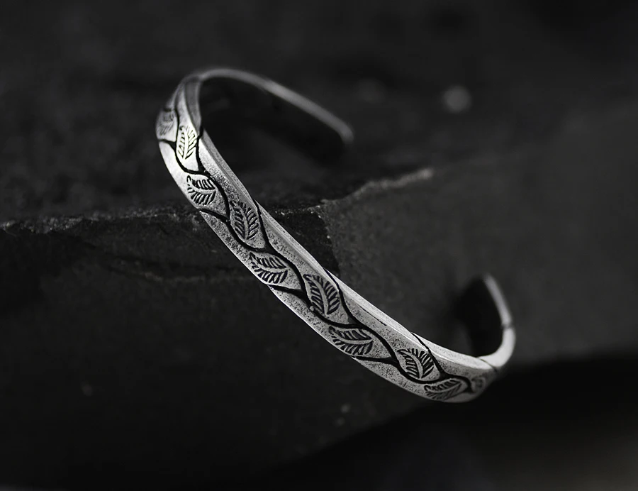 Ретро Винтаж Viking манжета титановая сталь браслет для женщин мужские открытые классические браслеты унисекс ювелирные изделия SS-160