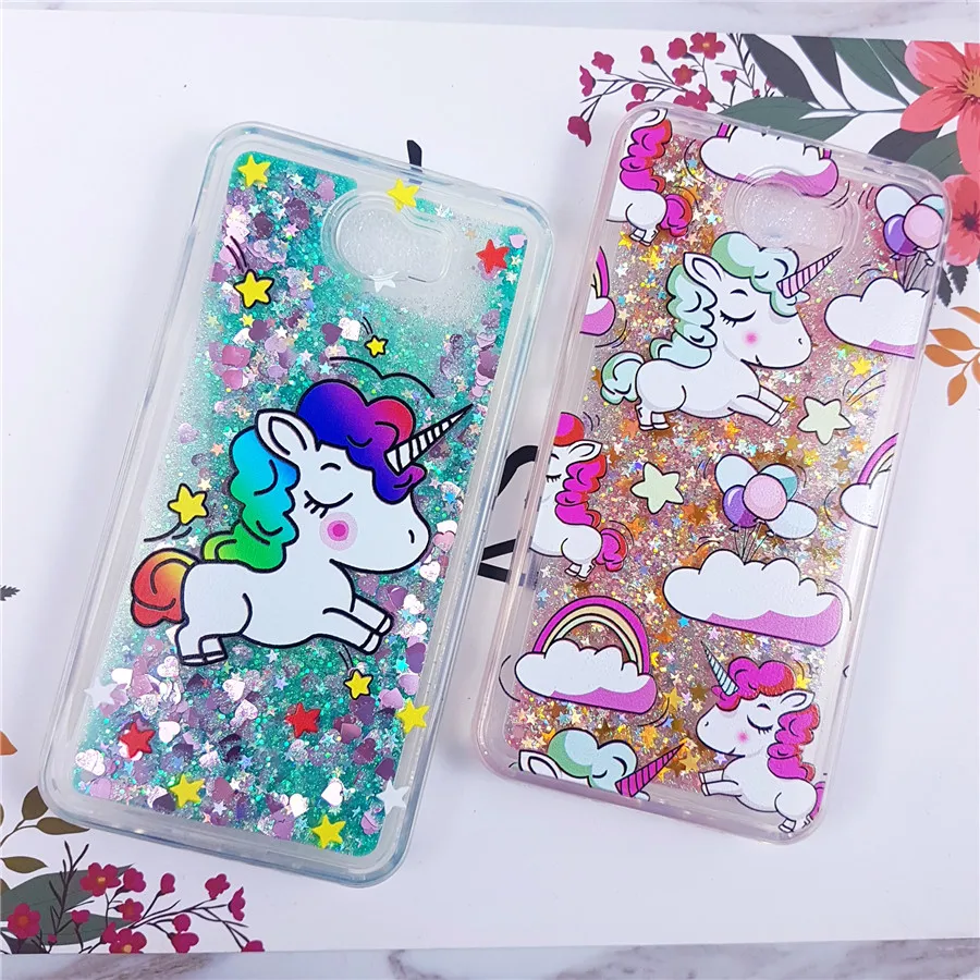 Единорог Жидкий чехол СПС Fundas huawei y5ii Y5 2 Чехол huawei Y6 II компактный чехол для Honor 5A LYO-L21 Жидкий блеск мягкий чехол