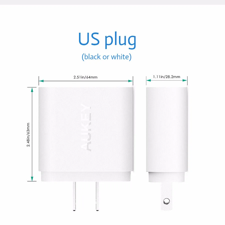 US AUKEY 2 Порты быстрая Зарядное устройство 2,0 USB Smart стены заряда Адаптивная США ЕС штекер с 2 Micro USB кабель для передачи данных для sony LG iPhone Xiaomi - Plug Type: US
