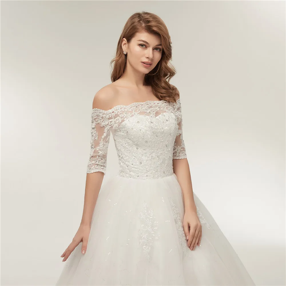 Fansmile Vestido de Noiva винтажное кружевное бальное платье свадебное платье подгонка размера плюс свадебное платье FSM-021F
