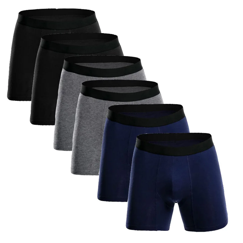 2Black 2Gray 2Blue Европейский размер размера плюс хлопок Мужское нижнее белье боксеры шорты длинные ноги комфорт Мужское нижнее белье мужские hombre боксеры marca s m l xl XXL - Цвет: 2Black 2Gray 2Blue
