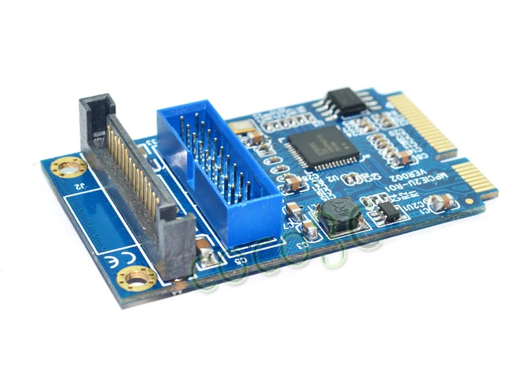 Мини PCIe с 2 портами(стандарт 3,0 порта адаптер USB3.0 Mini PCI-e карта+ женский 19/20-контактный разъем USB заголовок 2 USB3.0 spiltter адаптер