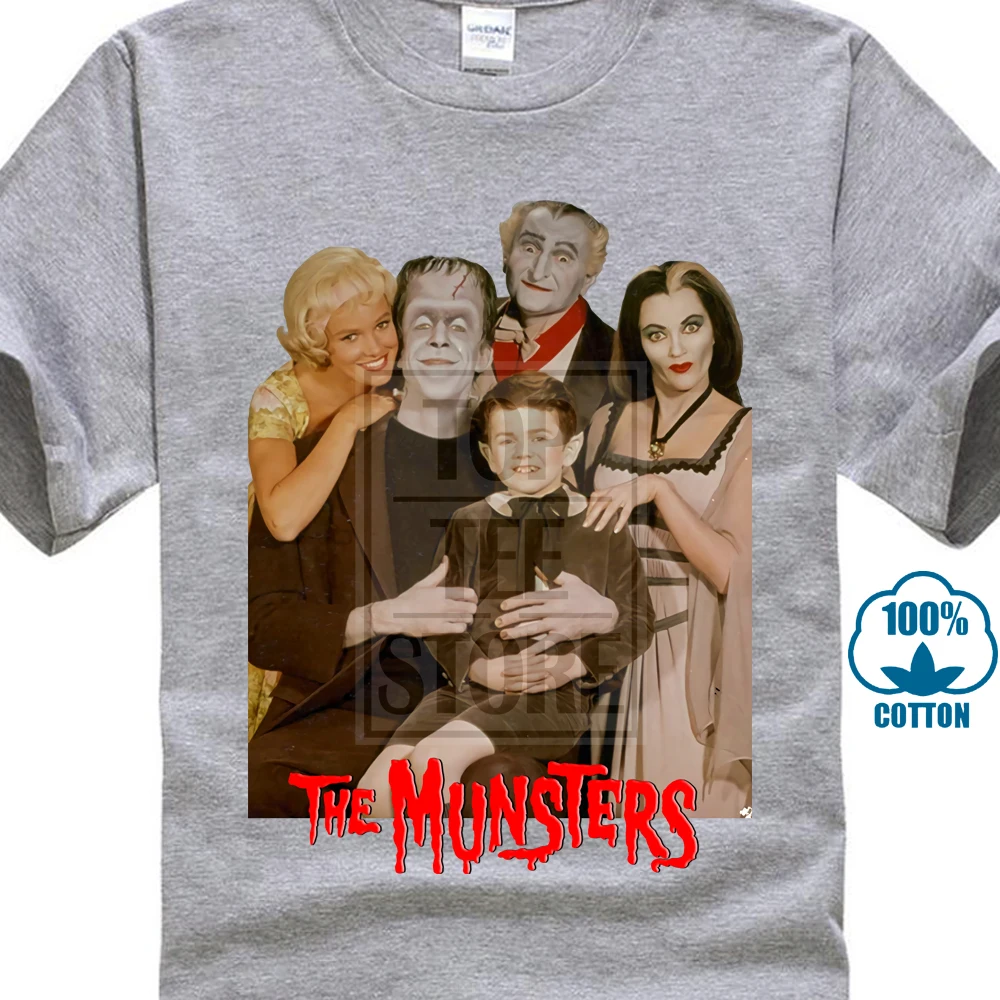Семейная цветная футболка с принтом «Munsters», футболка из хлопка - Цвет: Серый