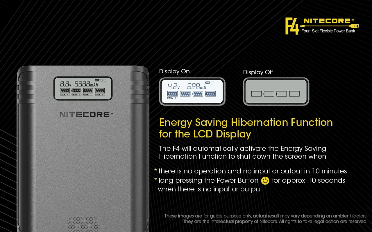 NITECORE F4 четырехслотовый гибкий внешний аккумулятор зарядное устройство относится к li-ion/IMR: 18650