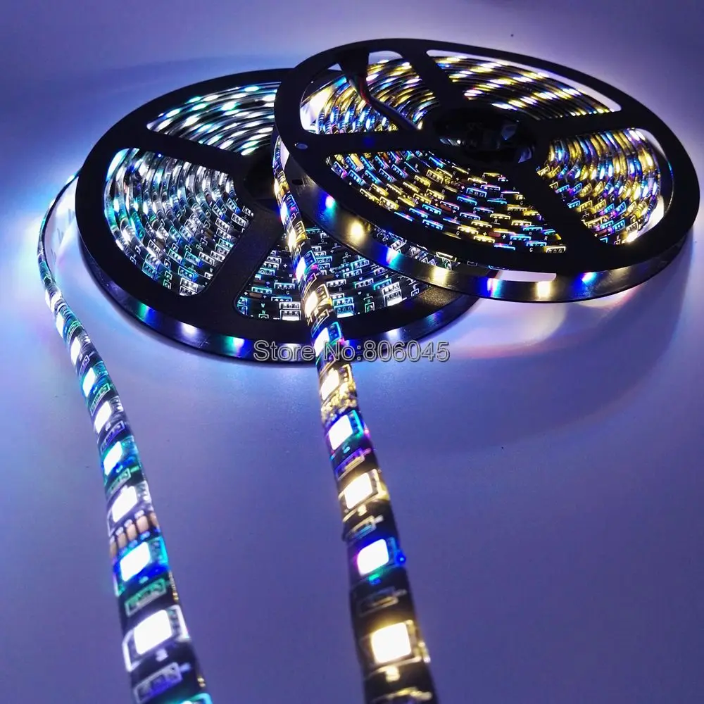Светодиодная лента 5050 RGBW 12 В 5 м 60 светодиодов/м RGB + белый или теплый черный PCB