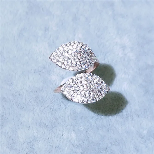 Роскошные AAA кубического циркония Micro Pave открытым кольца Установка цветок кольцо для женщин дамы обувь девочек роза кольца золотистого цвета Bague CR2034L - Цвет основного камня: Rose Gold Color 3